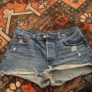 Levi's Blue Distressed Jean Shorts